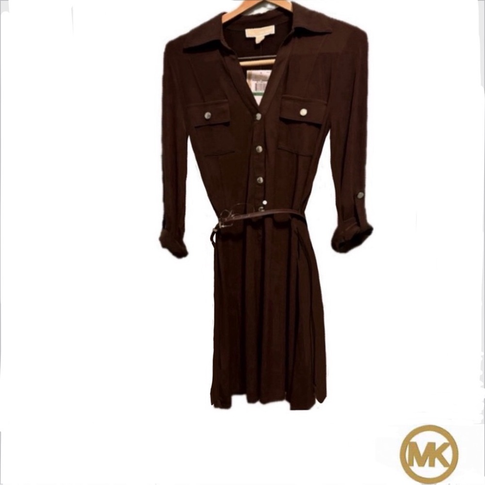 Michael Kors Dark Brown Long Sleeve Dress